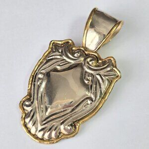 Mixed Metal Large 4" Slide Shield Pendant